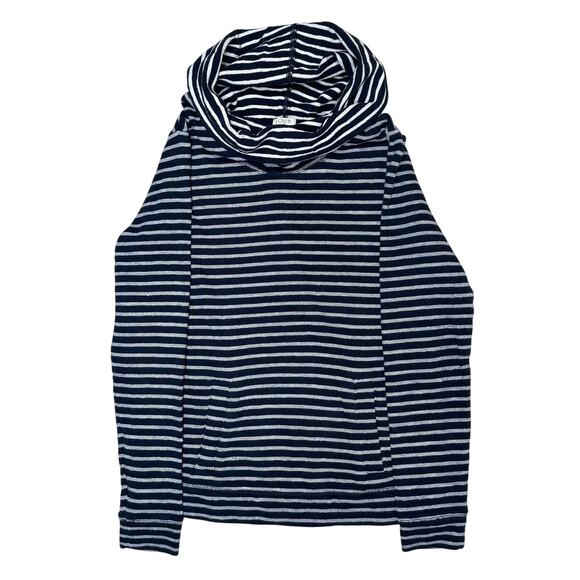 J Crew Womens Navy Striped Funnelneck Pullover Size S Sweatshirt - Picture 1 of 10